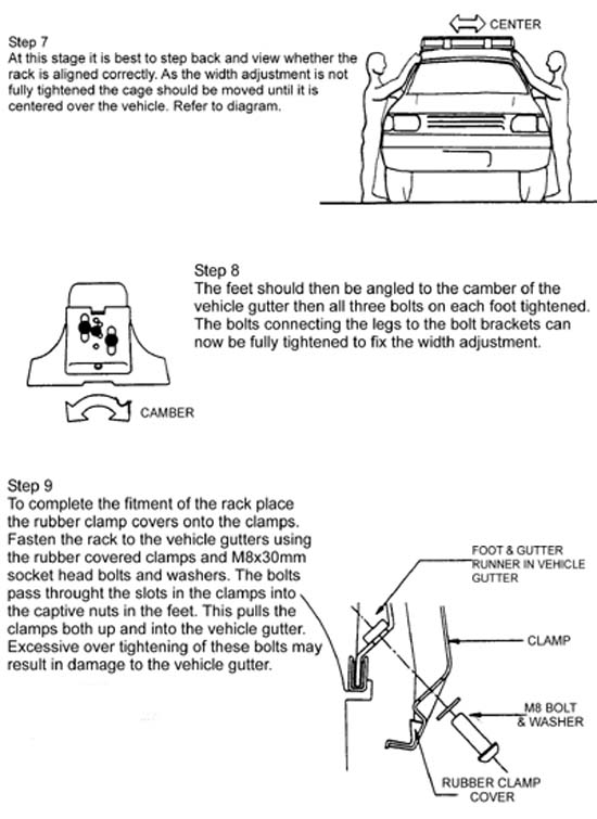 ARB roof rack installation instructions: steps 7-9